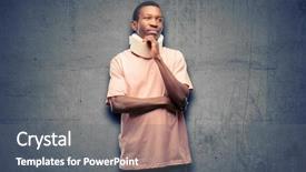 Presentation with african american black couple - Colorful theme enhanced with braces - injured african black man wearing backdrop and a gray colored foreground