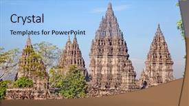 Presentation with hindu - Amazing slide set having brahma - hindu temple prambanan indonesia java backdrop and a light blue colored foreground