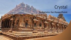  Presentation with hindu - Colorful slide deck enhanced with brahma - intricate artwork at ancient hindu backdrop and a light blue colored foreground