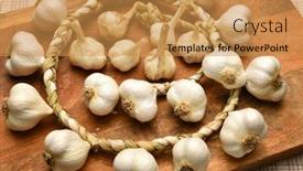  Presentation with rustic healthy - Slide set featuring braided-garlic-heads-and-cloves background and a gold colored foreground