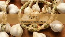  Presentation with rustic healthy - Presentation theme featuring braided-garlic-heads-and-cloves background and a gold colored foreground