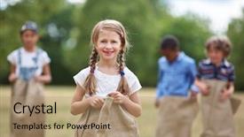  Presentation with hair - Beautiful presentation theme featuring braided hair at sack race backdrop and a coral colored foreground