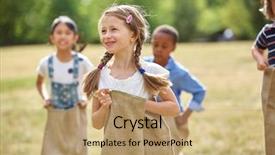  Presentation with race - Cool new presentation design with braided hair at sack race backdrop and a coral colored foreground