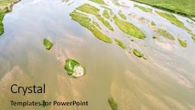  Presentation with aerial view of cape town - Slide deck featuring braided platte river near kearney background and a coral colored foreground