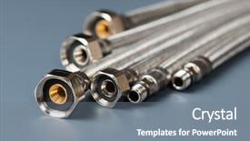  Presentation with flexible - PPT theme having braided stainless steel water hose background and a gray colored foreground