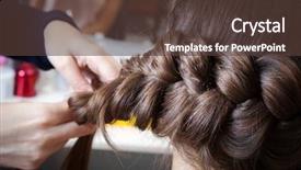  Presentation with hairdressing salon - PPT theme with braids in the hairdressing salon background and a tawny brown colored foreground