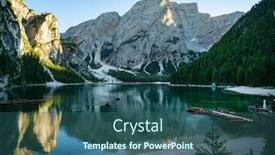  Presentation with lake - PPT layouts having braies-lake-in-dolomites-mountains background and a ocean colored foreground
