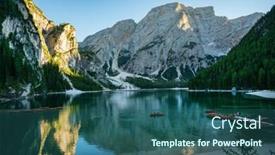  Presentation with forest - Audience pleasing slide deck consisting of braies-lake-in-dolomites-mountains backdrop and a ocean colored foreground