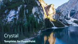  Presentation with lake - Audience pleasing slide set consisting of braies-lake-in-dolomites-mountains backdrop and a ocean colored foreground