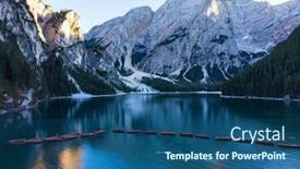  Presentation with forest - Slide set enhanced with braies-lake-in-dolomites-mountains background and a ocean colored foreground