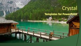  Presentation with lake - PPT theme consisting of braies-lake-in-dolomites-mountains background and a  colored foreground