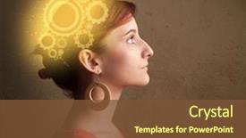  Presentation with thinking brain - Slide set consisting of brain - clever girl thinking background and a tawny brown colored foreground
