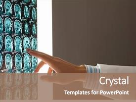  Presentation with brain - Beautiful slides featuring brain - close-up image of doctor's hand backdrop and a coral colored foreground