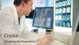  Presentation with brain - Beautiful theme featuring brain - doctor looking at ct scan backdrop and a soft green colored foreground