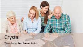  Presentation with brain memory - Colorful slide set enhanced with brain - family with seniors solve puzzles backdrop and a lemonade colored foreground