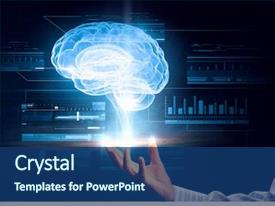  Presentation with brain - Colorful PPT layouts enhanced with brain - innovation technologies in use backdrop and a ocean colored foreground