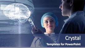  Presentation with brain medicine - Colorful slide set enhanced with brain - innovative technologies in science backdrop and a ocean colored foreground