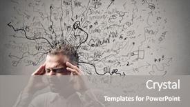  Presentation with head - PPT layouts enhanced with brain - mess in his head background and a gray colored foreground