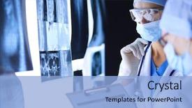  Presentation with medical brain - Amazing slide deck having brain - two female women medical doctors backdrop and a light blue colored foreground