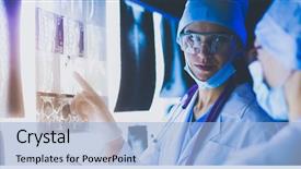  Presentation with medical brain - Slide deck with brain - two female women medical doctors background and a light blue colored foreground