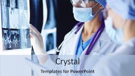  Presentation with medical brain - Slide deck having brain - two female women medical doctors background and a light blue colored foreground