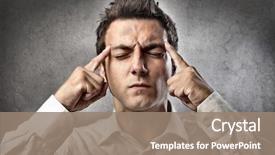  Presentation with headache - Theme enhanced with brain - young man suffering from headache background and a coral colored foreground