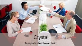  Presentation with office mix of people - Cool new slide deck with brain 20 - business people having meeting backdrop and a mint green colored foreground