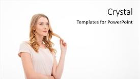  Presentation with lady - Cool new presentation design with brain 20 - photo of cute young thoughtful backdrop and a  colored foreground