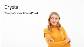  Presentation with lady - Presentation design having brain 20 - photo of cute young thoughtful background and a  colored foreground