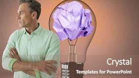  Presentation with bulb brain - PPT layouts enhanced with brain 3d - digital composite of man standing background and a coral colored foreground