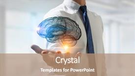  Presentation with mind - PPT theme having brain 3d - man of great mind mixed background and a coral colored foreground