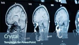  Presentation with personal data - Colorful presentation theme enhanced with brain artery - head mri scan personal data backdrop and a ocean colored foreground