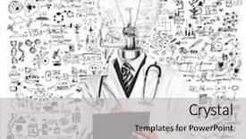  Presentation with man head in hands - Beautiful presentation theme featuring brain bacteria - lamp head doctor man backdrop and a light gray colored foreground