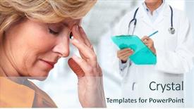  Presentation with blood - Audience pleasing slide deck consisting of brain blood - woman having a migraine headache backdrop and a sky blue colored foreground