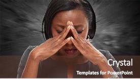  Presentation with blood - Slide set featuring brain blood - woman having a migraine headache background and a tawny brown colored foreground