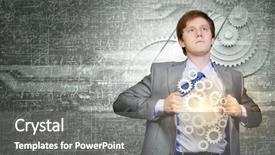  Presentation with super hero - Audience pleasing presentation consisting of brain break - young businessman acting like super backdrop and a  colored foreground