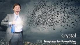  Presentation with super hero - Beautiful presentation design featuring brain break - young businessman acting like super backdrop and a dark gray colored foreground