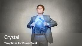  Presentation with super hero - Beautiful presentation design featuring brain break - young businessman acting like super backdrop and a  colored foreground