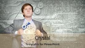  Presentation with super hero - Beautiful slide set featuring brain break - young businessman acting like super backdrop and a coral colored foreground
