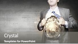  Presentation with super hero - Slide set having brain break - young businessman acting like super background and a  colored foreground