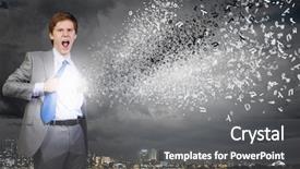  Presentation with super hero - Amazing presentation having brain break - young businessman acting like super backdrop and a gray colored foreground