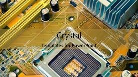  Presentation with computer motherboard - PPT theme having brain chip - close up of computer motherboard background and a gold colored foreground