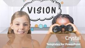  Presentation with kids brain - Beautiful presentation theme featuring brain circle - digital composite of kids backdrop and a coral colored foreground