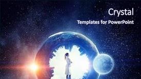  Presentation with brain thinking - Colorful slide deck enhanced with brain circle - thinking wide and global backdrop and a navy blue colored foreground