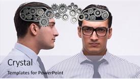  Presentation with cognitive - Presentation theme featuring brain cogs - cognitive computing concept as future background and a light blue colored foreground