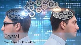  Presentation with cognitive - Slides enhanced with brain cogs - cognitive computing concept as future background and a light blue colored foreground