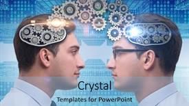  Presentation with cognitive - Amazing theme having brain cogs - cognitive computing concept as future backdrop and a light blue colored foreground
