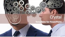  Presentation with cognitive - Presentation theme with brain cogs - cognitive computing concept as future background and a coral colored foreground