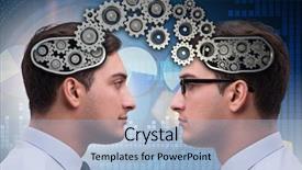  Presentation with cognitive - Audience pleasing presentation theme consisting of brain cogs - cognitive computing concept as future backdrop and a light blue colored foreground