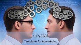  Presentation with cognitive - Slide deck consisting of brain cogs - cognitive computing concept as future background and a light blue colored foreground